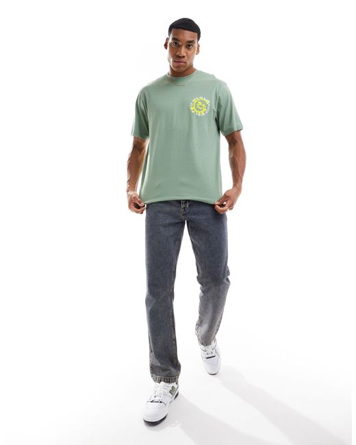 Only & Sons Green Relaxed T-shirt With Drift Back Print for men