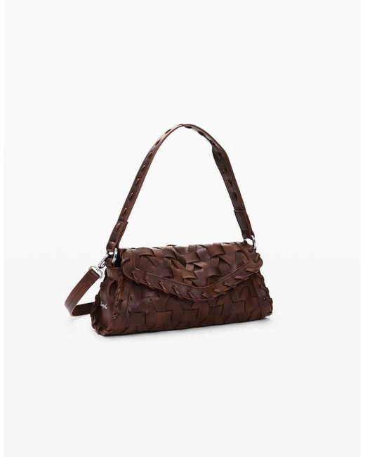 Desigual Brown Small Braided Bag
