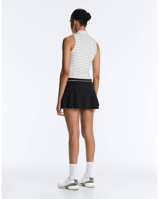 Oysho White Striped Half-zip Sleeveless T-shirt