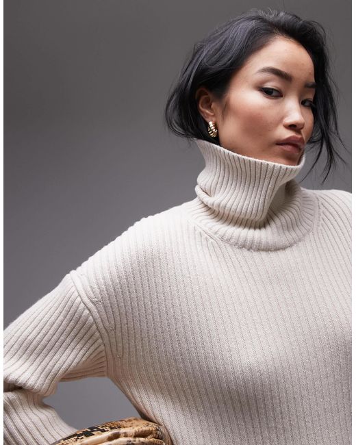 & Other Stories Gray Wool And Cotton Blend Knit Oversized Sweater