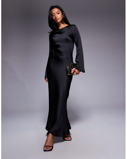 TFNC London High Neck Long Sleeve Midi Dress in Blue | Lyst