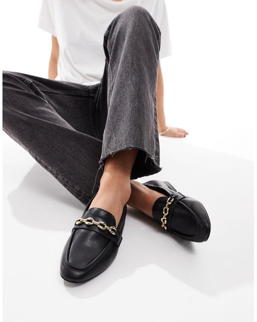 ASOS Black Wide Fit Macaroon Chain Loafer