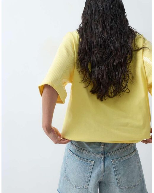 ASOS Natural Oversized Drop Sleeve T-Shirt With La Palma Graphic