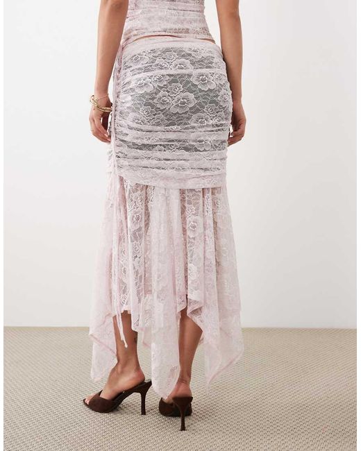 ASOS Red Lace Colour Block Crop Skirt Co-ord