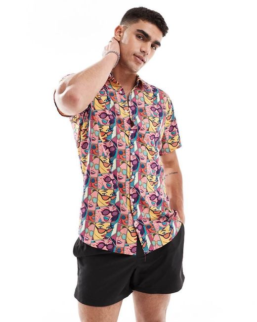 OOSC Red Comic Book Candy Short Sleeve Shirt for men
