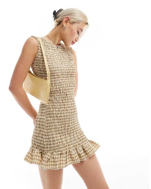 Daisy Street White Shirred Mini Frill Hem Dress
