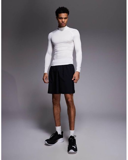 Under Armour White Heatgear Compression Mock Long Sleeve T-shirt for men