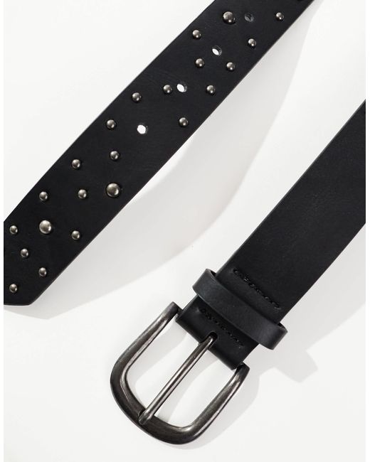 ASOS Gray Faux Leather Belt With Stud Detail for men