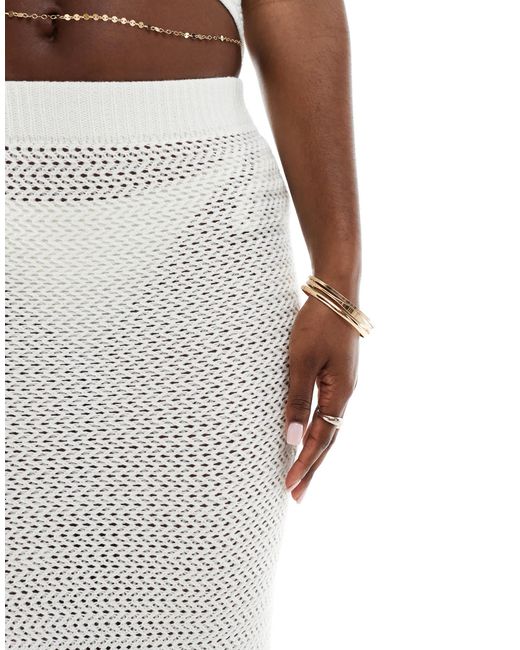 X perrie sian - jupe mi-longue d'ensemble au crochet - crème In The Style en coloris White