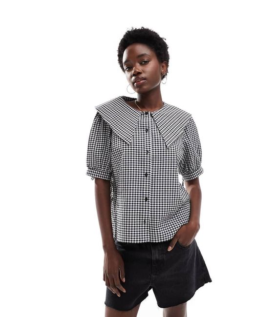 New Look Gray Gingham Collared Shirt