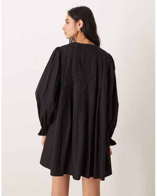 Glamorous Black Tie Front Long Sleeve Mini Dress