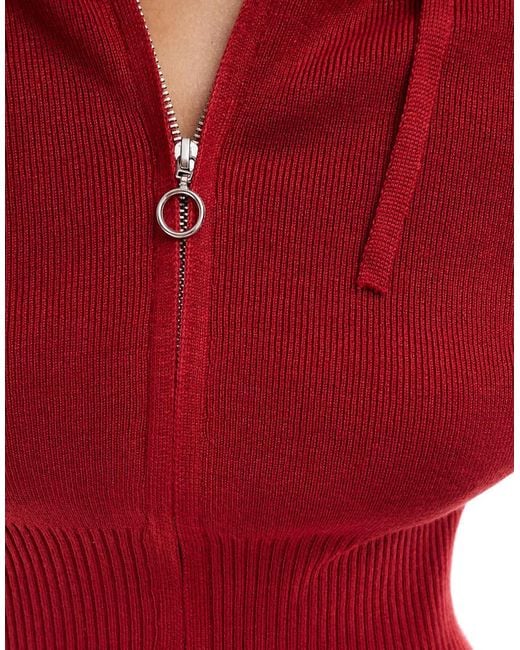 PacSun Red Sammi Ribbed Cropped Hoodie