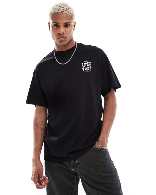 Jack & Jones Black Oversized T-shirt With Ramen Back Print for men