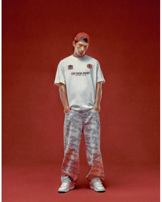 Bershka Red Ecko Unltd Baggy Jeans for men