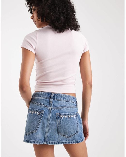 Hollister Blue – bestickter mini-jeansrock