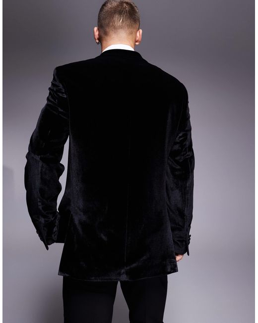 ASOS Blue Slim Double Breasted Tuxedo Jacket for men