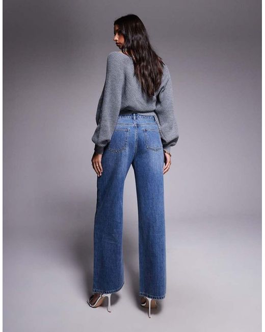 Tiger Mist Blue Elira Studded Eyelet Detail Low-mid Rise Straight Leg Jeans