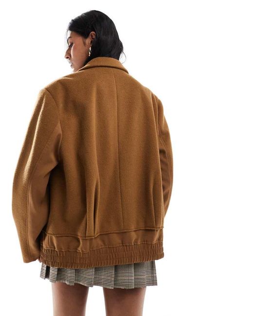 Chaqueta Color Camel Híbrida Estilo Bomber Con Diseño Dividido De -Marrón ASOS de color Blue