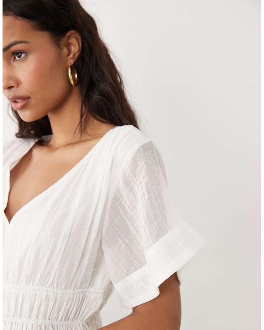 ASOS Natural Smock Maxi Dress With Techy Fabric With Shirred Waist