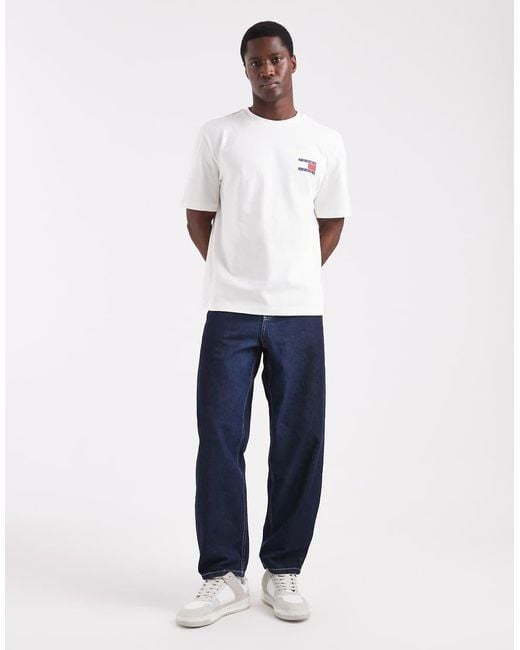 Tommy Hilfiger White Flag Logo T-shirt With Mountain Peak Back Print for men