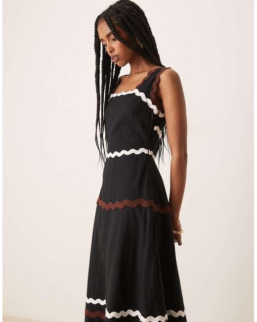 Nobody's Child Black Acacia Rikrak Midi Dress With Cut-out Back