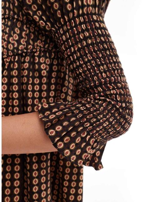 Vestito Punto Smock Corto A Quadri Multicolore Con Laccetti di Free People in Brown