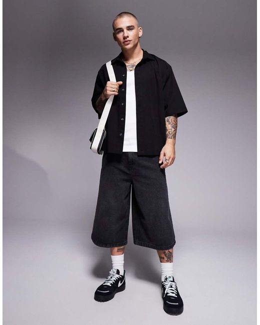 ASOS Blue Boxy Oversized Shirt for men