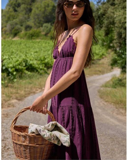 Stradivarius Green Long Flowing Dress With Open Back