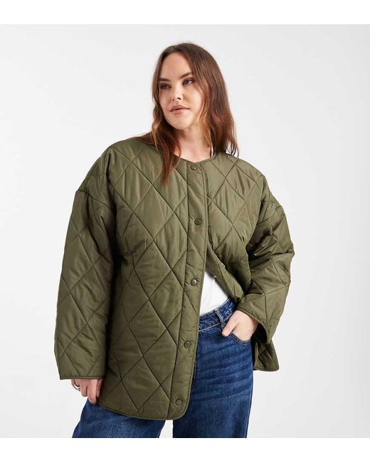 Pieces Plus Green Pieces Curve Quilted Lightweight Jacket
