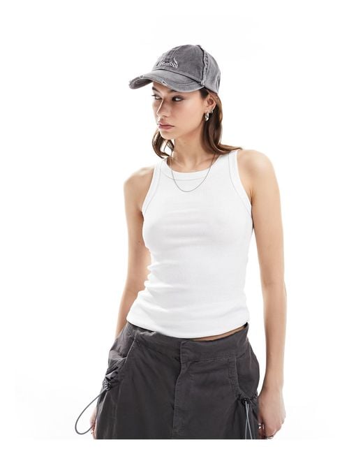 Weekday White Rib Fitted Tank Top