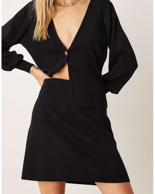 Vila Black A-line Knitted Mini Skirt Co-ord