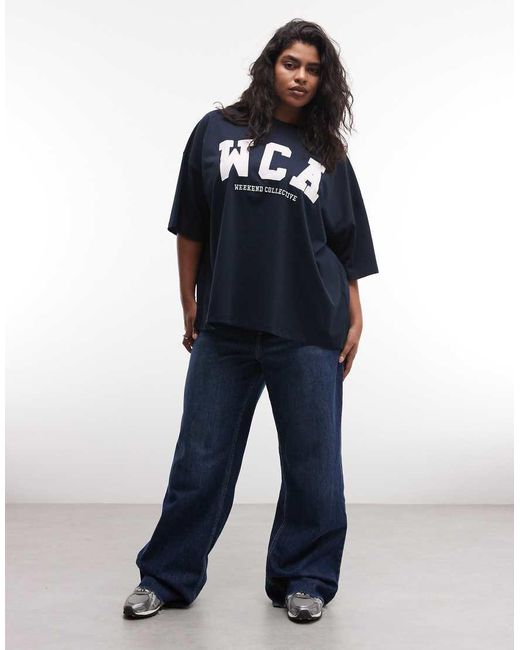 ASOS Blue Weekend Collective Curve Icon Tee With Wca Graphic