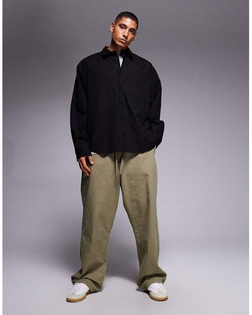 ASOS Blue Oversized Shirt With Workwear Pocket for men