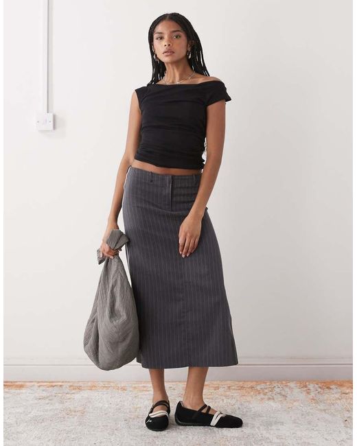 Weekday Black Semi Sheer Drape Neck Top