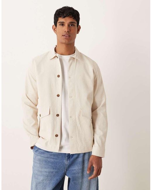 ASOS Natural Boxy Oversized Textured Shirt for men