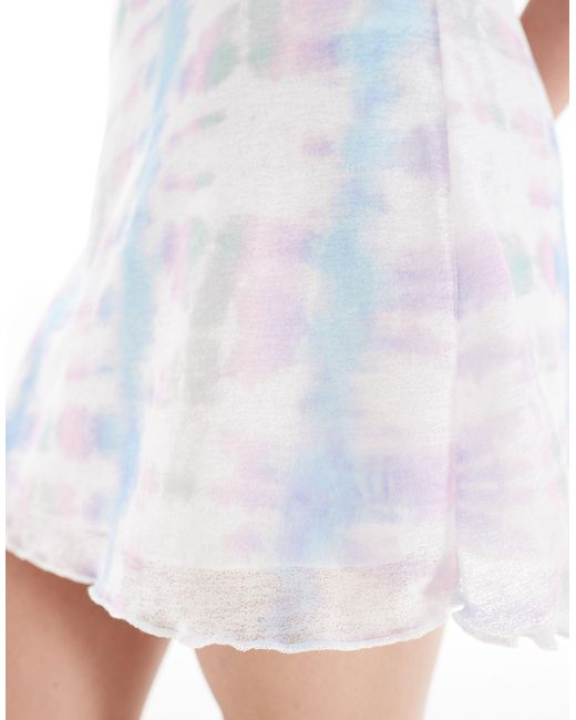 Noisy May White Mesh Mini Skirt Co-ord With Abstract Print