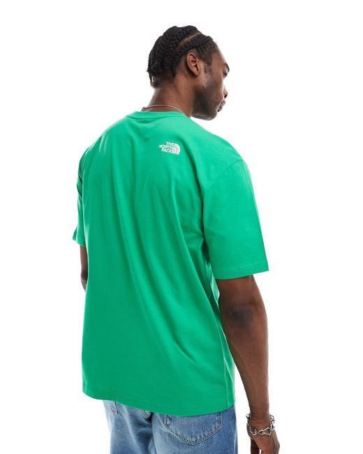 T-shirt pesante oversize smeraldo di The North Face in Green da Uomo