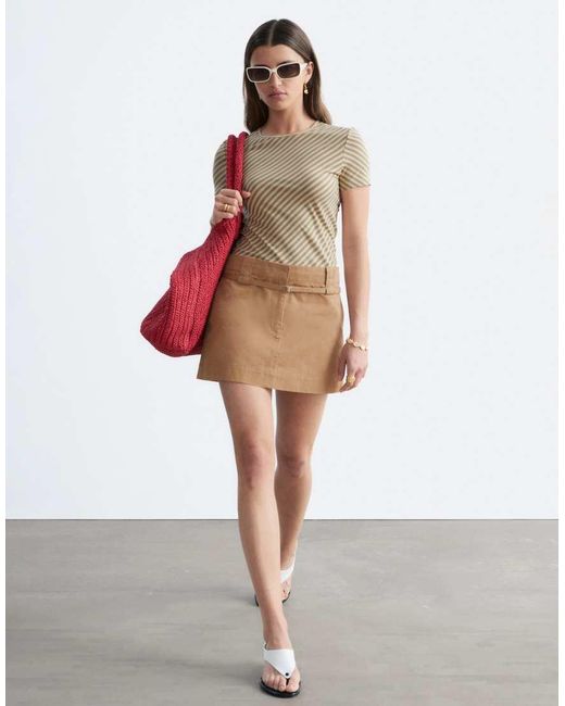 & Other Stories White Low Waist Utility Mini Skirt