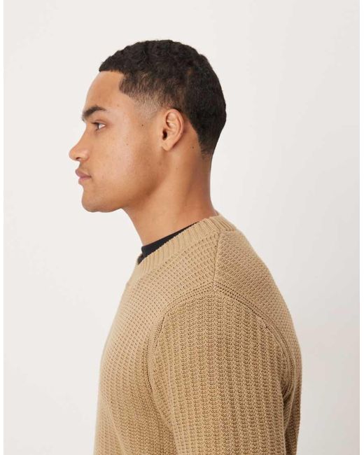 Maglione Con Scollo Rotondo di Mango in Natural da Uomo