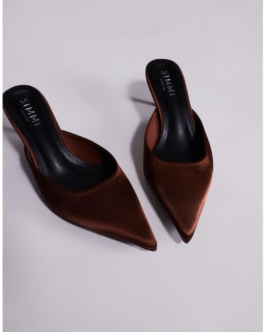 SIMMI Brown Simmi London Carson Kitten Heel Mules