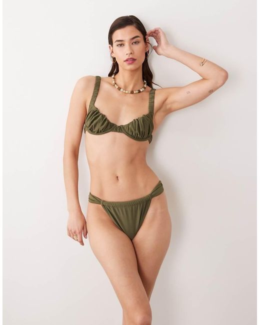 Miss Selfridge Brown Mix And Match High Leg Bikini Bottom