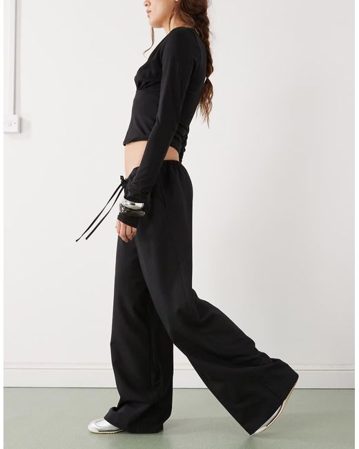 Reclaimed Vintage Black Drawstring Pull On Barrel Leg Pants