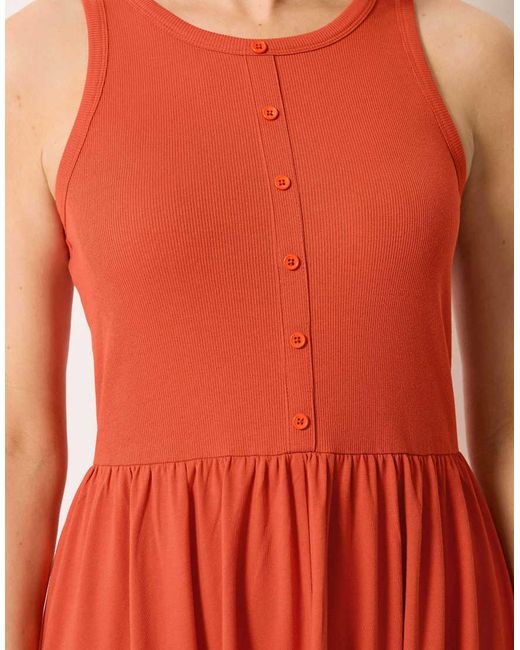 Long Tall Sally Orange Button Detail Cotton Maxi Dress