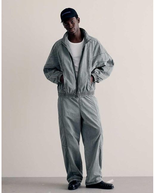Bershka Gray Washed Technical Jacket for men