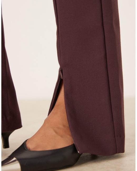 ASOS Brown Tailored Skinny Pants With Zip Front Detail