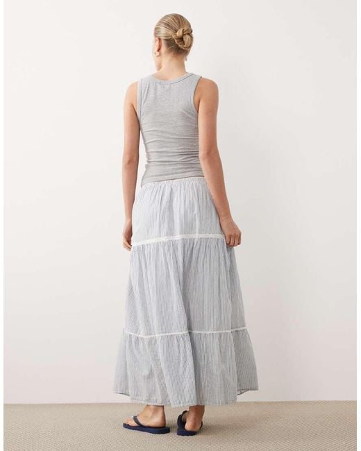 Abercrombie & Fitch Gray Tiered Maxi Skirt