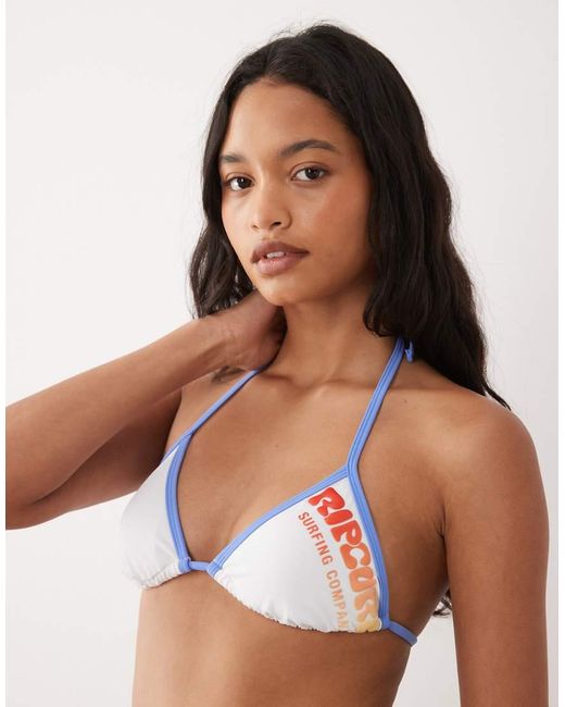 Rip Curl White Rip Curl Contrast Trim Triangle Bikini Top