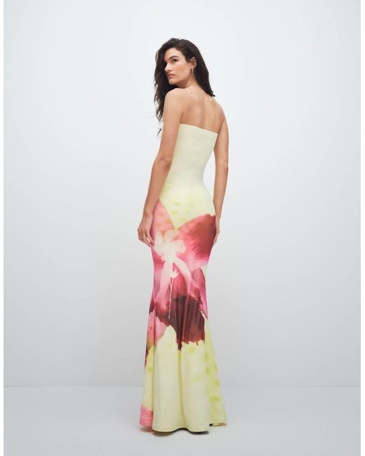 Murci White Mesh Strapless Fishtail Maxi Dress