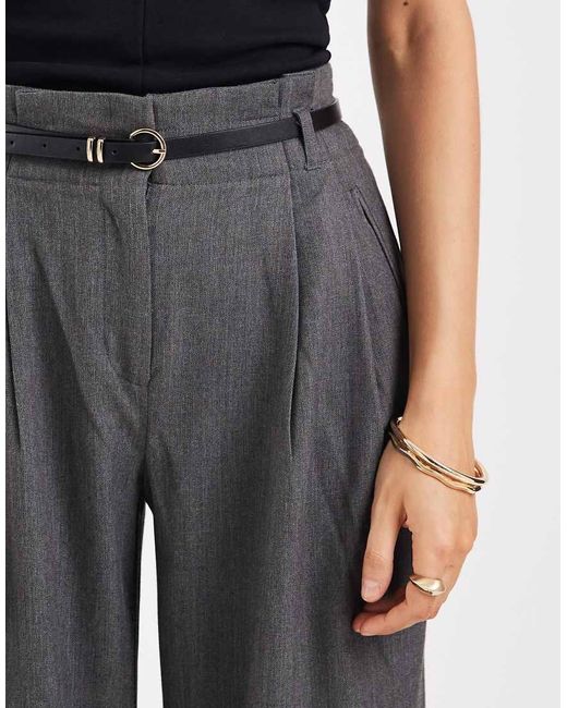 Vero Moda Gray Wide Leg Belted Trouser Co-ord
