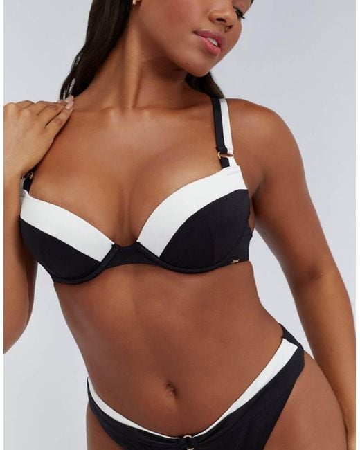 Boux Avenue Black Agadir Push Up Bikini Top Summer Padded Cups Swimwear